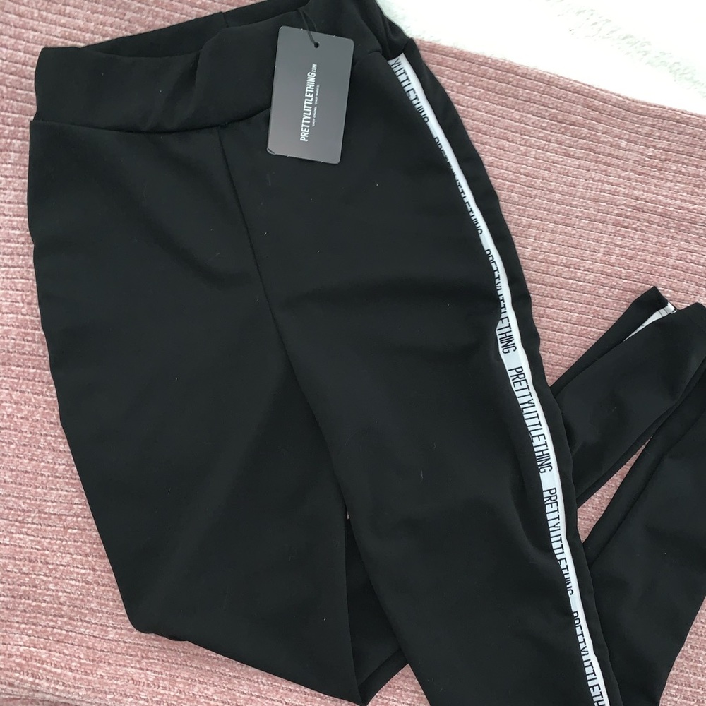 “ Black pretty little things side tape leggings “